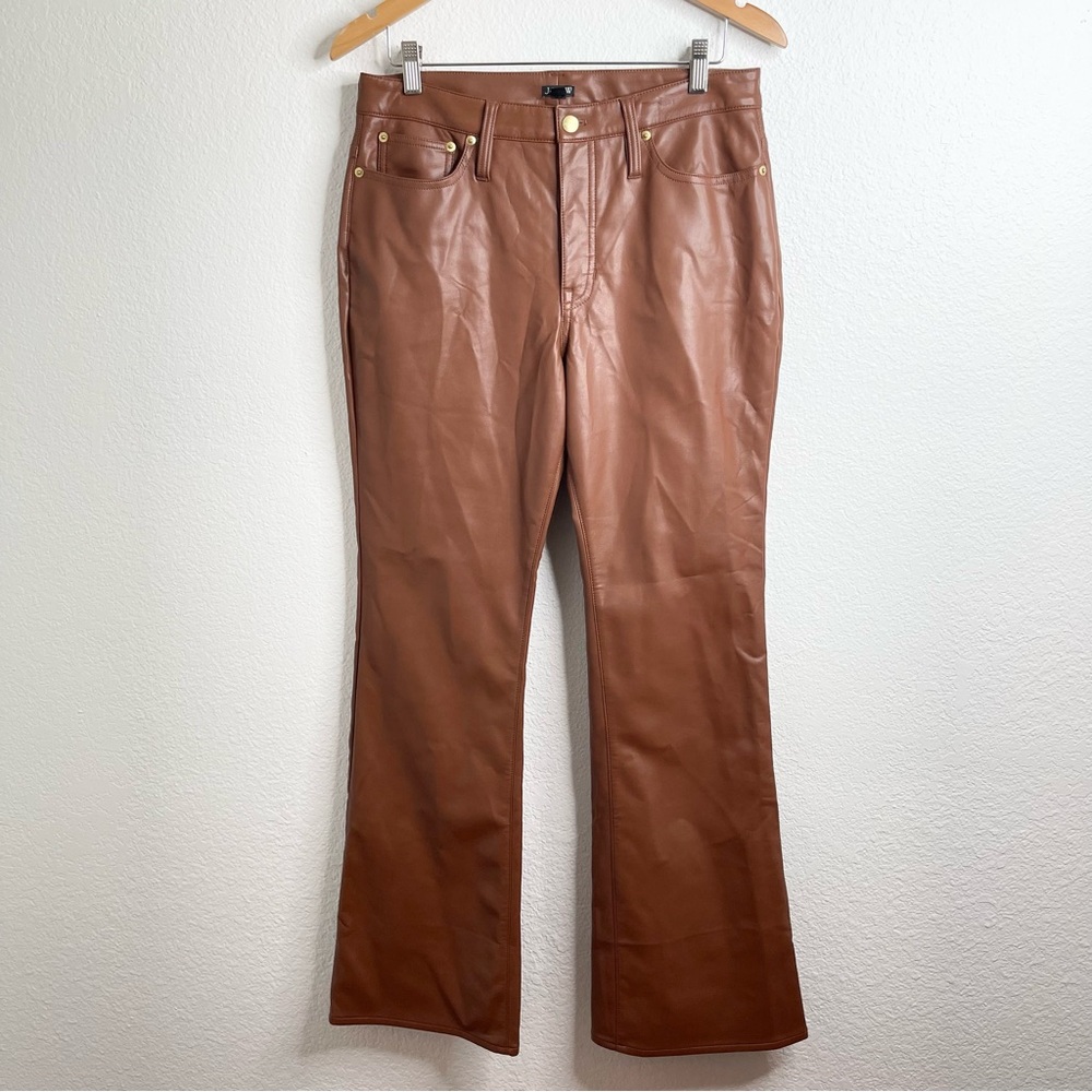 J Crew Faux Leather Brown Flare‎ Pants Size 30